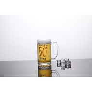 50th Birthday Gift，Men and Women Cheering 50th Birthday Beer Mugs，Cheers to the 50th Anniversary Bee