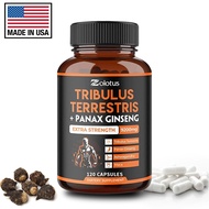Natural Energy Supplement - With Tribulus + Ginseng - 9200 mg per capsule - Supports exercise endurance, improved muscle mass and increased strength