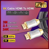 Gold Plated HDMI to HDMI Male to Male Version2.1 3Meter Support 8k60hz &amp; 4k120hz