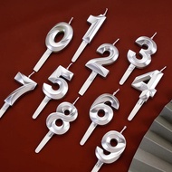 Silver Number Candle 0-9 Birthday Cake Decoration Topper for Birthday Cake Decoration Baby Shower YX