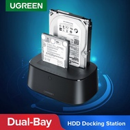 (EU Plug)  UGREEN Adaptor Docking Charger 12V Plug EU Model 2 Slot USB 3.0 ke SATA SSD/HDD 2.5/3.5