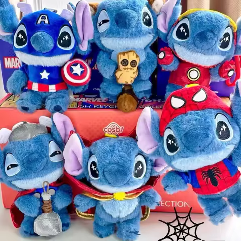 Genuine Hot Toys Marvel Stitch Series Blind Box Mystery Box Cute Iron Man Spider-Man Bag Pendant Toy