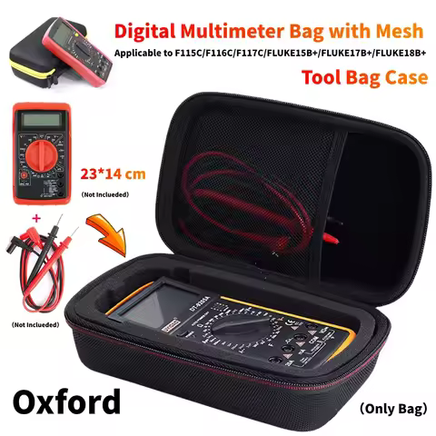 Digital Multimeter Bag with Mesh for Fluke F117C F17B F115C EVA Storage Case Waterproof Protective B
