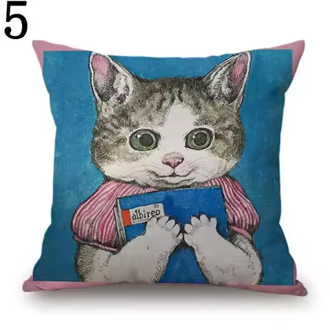 Funda de cojín con diseño de gato Yuko Higuchi, bonita funda de almohada para sofá pintada a mano, c