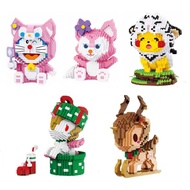LP mini block Chinese New Year'S Eve Dinner Cute pet Little Tiger Pink sitting fox Building Blocks Christmas gift decoration DIY Toys