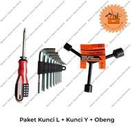 Short L-Wrench + Y-Sock Wrench + Reversible Screwdriver Package