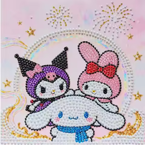 20*20cm Cartoon Hello Kitty Pearl Painting Includes Frame Diamond Painting DIY Decorative Painting C
