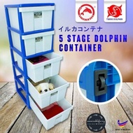 5 Tier Drawer storage with roller / storage cabinet / plastic drawer / almari baju