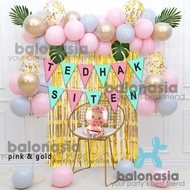 Dekorasi Paket Balon Simple Tedak Tedhak Siten Backdrop Tirai Garland