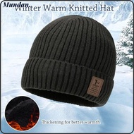 MUNDAN Knitted Hat, Soft Fleece-Lined Ear Protection Cap, Winter Thick Windproof Warm Earmuffs Cap O