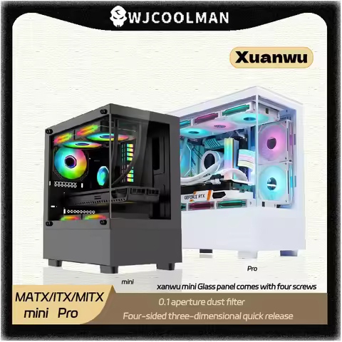 WJCOOLMAN Xuanwu Mini/Pro M-ATX ITX PC Case 270° Column Free Sea View Room Desktop Gaming Computer C