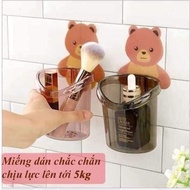 Combo of 3 bear-shaped toothbrush cups