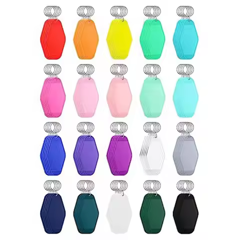 Intuitive 100 Pcs ABS Blank Hotel Motel Keychain Plastic Sublimation Blank Keychains Vintage Rhombus
