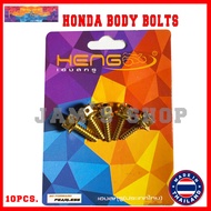 Heng Original™ Honda Gold Body Bolts Flower Type (5PIECES) For Fairings Honda Beat | Honda Click | Honda PCX | For All Honda Motorcycles Tags: Yayamanin Bolts Heng Bolts Gold Bolts