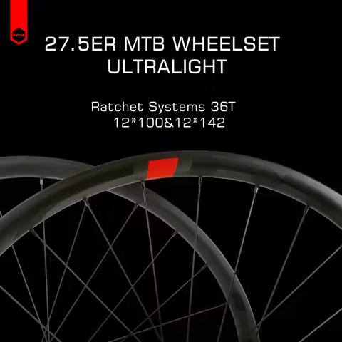Flyweight MTB Wheelset, Carbon Hookless Wheels, Micro Spline, Mountain Bike, XC Width, 27.5er MS, 15