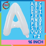 [16 Inch] - WHITE Alphabet Balloon & Number Ballon ABC Letters Belon Huruf A-Z 0-9 Birthday  PUTIH