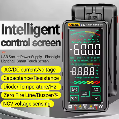 ANENG 683 682 681 Smart Digital Multimeter LCD/VA Reverse Display Capacitance Meter Hz Ohm Diode Tes