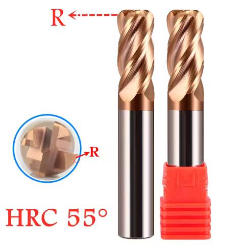HRC55 HRC60 HRC65 1mm 4mm 6mm-20mmAlloy Coated Tungsten Steel Cutter Tool Round Corner Milling Cutte