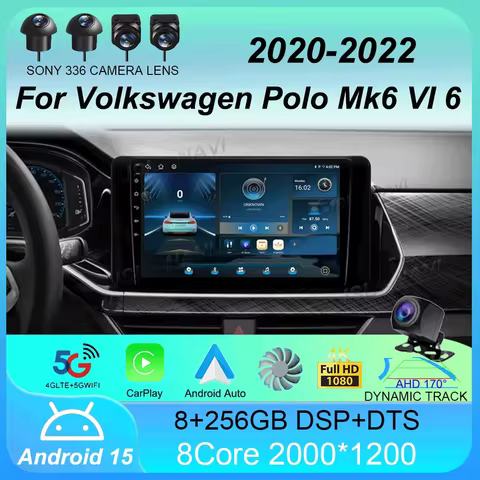 Android 15 For Volkswagen Polo Mk6 VI 6 2020 - 2022 Car Radio Multimedia Video Player Navigation GPS