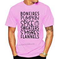 New Bonfires Pumpkin Spice Sweaters S'mores Flannels T-shirt Funny Women Slogan Autumn Tshirt 2021 F