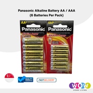 Panasonic Alkaline Battery AA / AAA 6 Battery Per Pack ( Bundle Of 2, 4, 6 Packs )