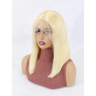 T Clothes Bob Wig Color 613 #White Gold Real Hair Full Lace Wig Dyed Make Style