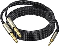 3.5mm 1/8 TRS to Dual 6.35mm 1/4 TS Mono Breakout Cable,Y Splitter Stereo Cord Adapter Compatible with iPhone, Computer Sound Card, CD Player, Multimedia Speaker, Home Stereo System 10FT