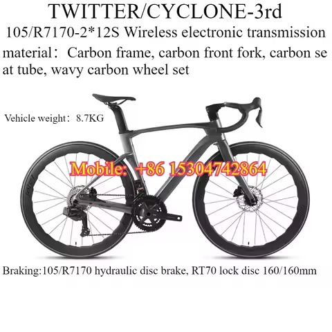 TWITTER 2025 CYCLONE 700C Carbon Fiber Road Bicycle Wireless Electronic Transmission R7170-24S Hydra