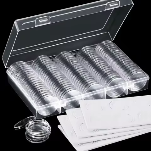 30/50/100Pcs Plastic Coin Storage Capsules Fit 17/20/25/27/30Mm Commemorative Coins Durable Collecti