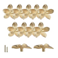 12Pcs Gold Flower Drawer Knobs Petal Kitchen Cabinet Knobs Dresser Knobs Furniture Cupboard Drawer P