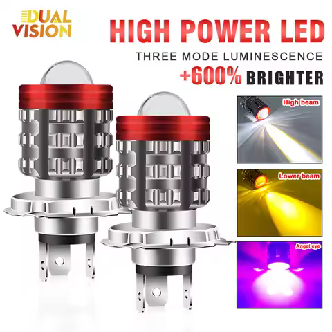 H4 LED Motorcycle Headlight BA20D H6 Angel Eye Motor Led Bulb Motorbike Head Lamp Universal White Ye