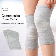 [FS] 1 Pair Compression Knee Pads Soft Elastic Breathable Sweat-Absorbent Friendly to Skin Sports Fi