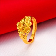 24k Gold Ring Plated Imitation Jewelry Womens Rose Ring Vietnam Sand Gold Ring Fashion Accessory Gol