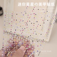 Ready Stock#迷你星星美甲贴纸银色闪亮五角星迷你星芒Y2K背胶防水3D指甲贴花ld666