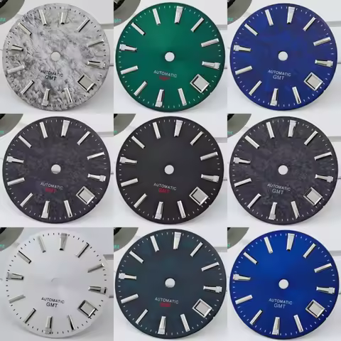 28.5mm No logo Sports GMT Sunburst 3D Watch Dial for Grand Seiko NH35/34 Spring Drive Automatic Move