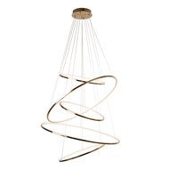 ชุดโคมไฟแต่งบ้าน ติดเพดาน โคมไฟระย้าวงแหวน LED 5ชั้น ห้อยสลิง สีทอง 70W แสงวอร์ม 3000K สลิงปรับได้ ร