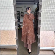 Setelan Jumbo Wanita Busui Friendly Shamma One Set Long Tunik Rayon Diamond Celana Crinkle Premium