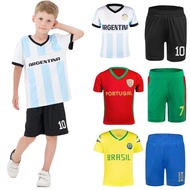 6-12 Soccer Jersey for Kids Messi Football Uniform Child Sportswear Short Sleeve T-Shirt and Short P