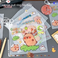 FKILLA Capybara File Bag, Cute Cartoon Transparent Test Paper Storage Pouch,  Light Portable PVC Zip