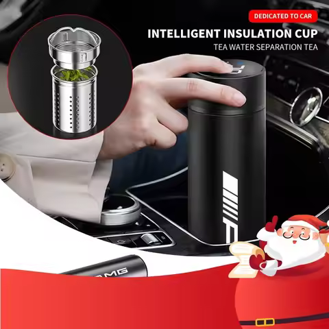 500ML Stainless Steel Intelligent Temperature Display LED Thermos Cup For Mercedes Benz AMG W124 W20