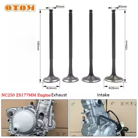 Motorcycle NC250 Engine Parts Valves Intake Exhaust Valve Stem Kit For ZONGSHEN NC 250cc ZS177MM KAY