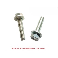 [READY STOCK] HEX BOLT WITH WASHER (M6 x 1.0 x 30mm)