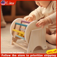 【Free Shipping】Montessori Wooden Rainbow Spinning Toy Drum Montessori Baby Toy 3 Months To 2 Years O