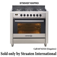 Straaten Free Standing Cooker 90 cm ST95VEF10X-PRO 5 Gas Burners and 10 Settings Electric Multi-Function Oven Stainless Steel