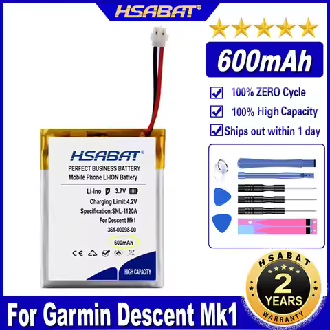 HSABAT Descent Mk1 600mAh Battery for Garmin Descent Mk1 Batteries