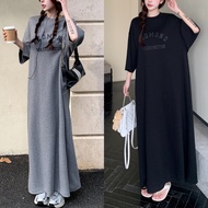 ✨【READY STOCK】Bella Printed Letter Loose Short-sleeved dress Casual Oversize T-shirt Dress