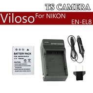 NIKON REPLACEMENT REPLACE BATTERY CHARGER VILOSO EN-8/ BATTERY NIKON EN-EL8 / CHARGER NIKON EN-EL8 /