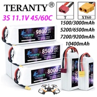 TERANTY LiPo Battery 3S 11.1V 1500/3000/5200/6500/7200/9200/10400mAh Deans T Connector XT60 For RC C