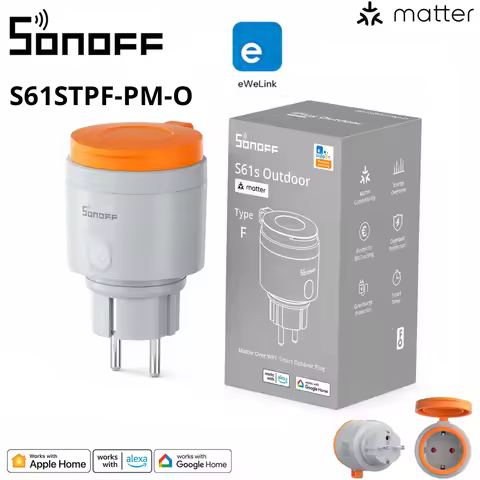 SONOFF Type-F Plug S61STPF-PM-O Matter Over WiFi Smart Outdoor IP44 Protection Rating Energy Electri