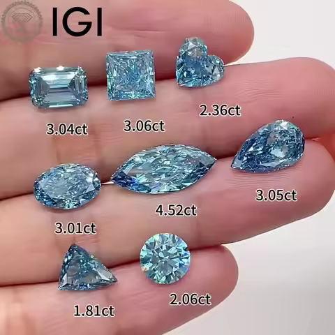 Blue Color Lab Grown Diamonds With IGI Certificate 2ct 3ct 4ct 5ct 6ct 8ct 9ct VS VVS CVD Fancy Colo